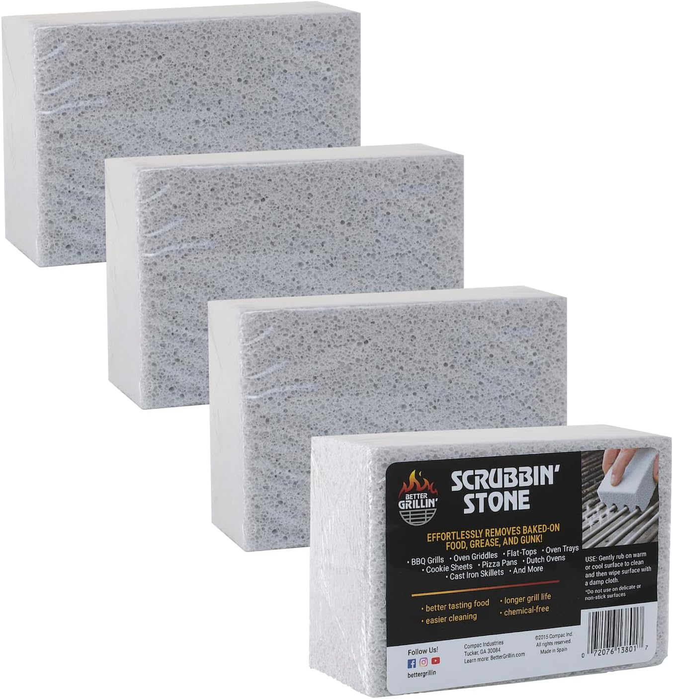 Better Grillin Scrubbin Stone Grill Cleaner-Scouring Brick, 4pk