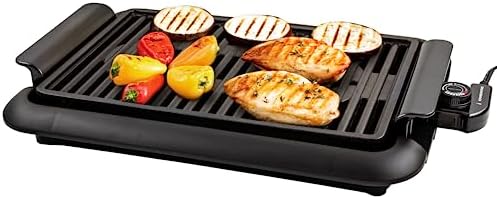 OVENTE Electric Indoor Grill, 15x10 Inch Non-Stick Plate, Black GD1510NLB