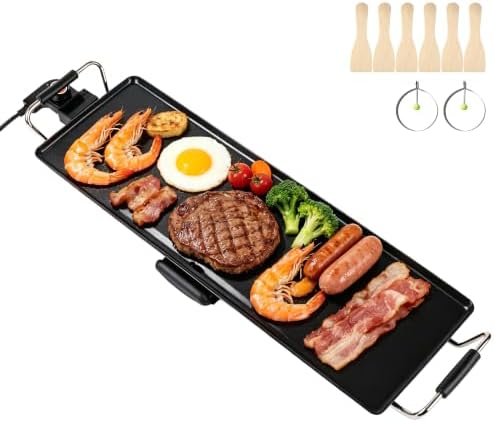 I-Keukenn 30-Inch Electric Griddle & Teppanyaki Grill, 1400W Large Non-Stick Surface, Intelligent Temperature Control, Easy to Clean. Indoor/Outdoor Use for Pancakes, BBQ, Camping &