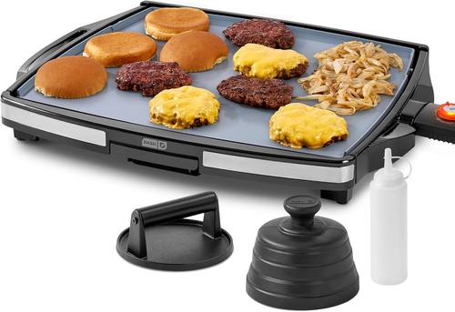 Dash Smash XL Electric Griddle, 15x19 Inch Indoor Flat Top Grill with Burger Press & Melting Dome, Ceramic Nonstick for Smash Burgers, Pancakes & Breakfast, Quick Sear, Black